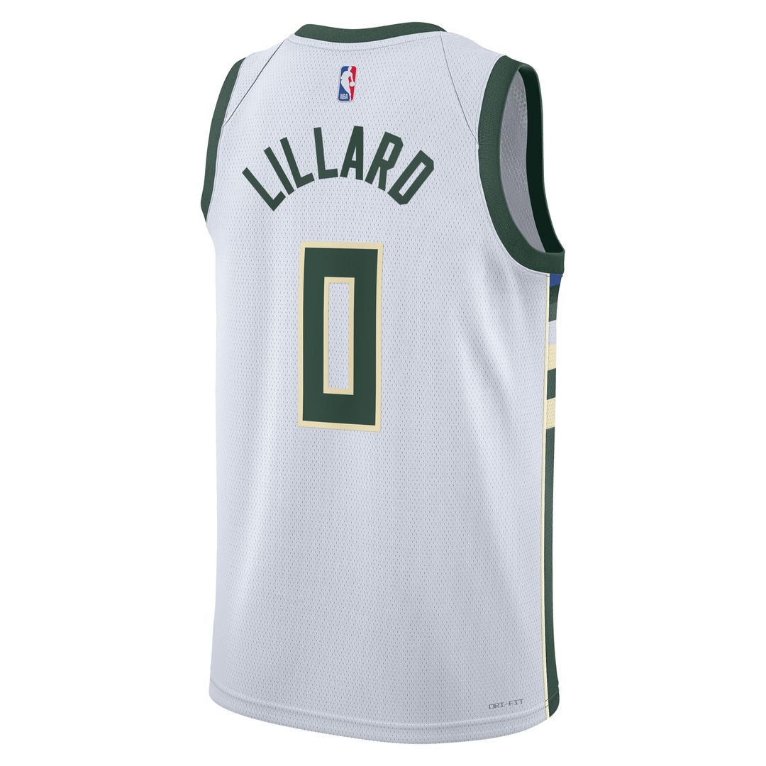 Damian Lillard Milwaukee Bucks Nike Unisex Fear The Deer Swingman Player Jersey - Association Edition - White Official NBA Team Apparel Basketball Fan