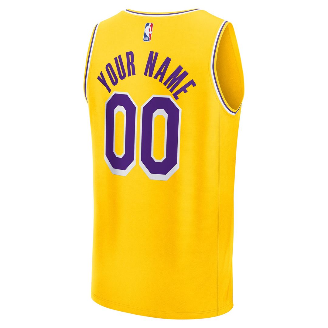 Los Angeles Lakers Fanatics Youth Fast Break Custom Jersey - Icon Edition - Gold Official NBA Team Apparel Basketball Fan Gear