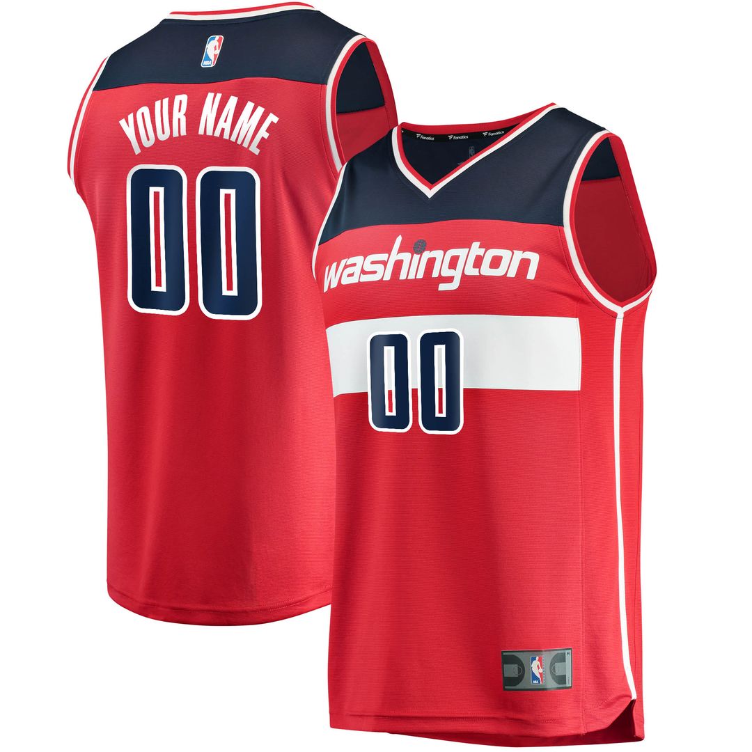 Washington Wizards Fanatics Youth Fast Break Custom Replica Jersey Red - Icon Edition Official NBA Team Apparel Basketball Fan Gear
