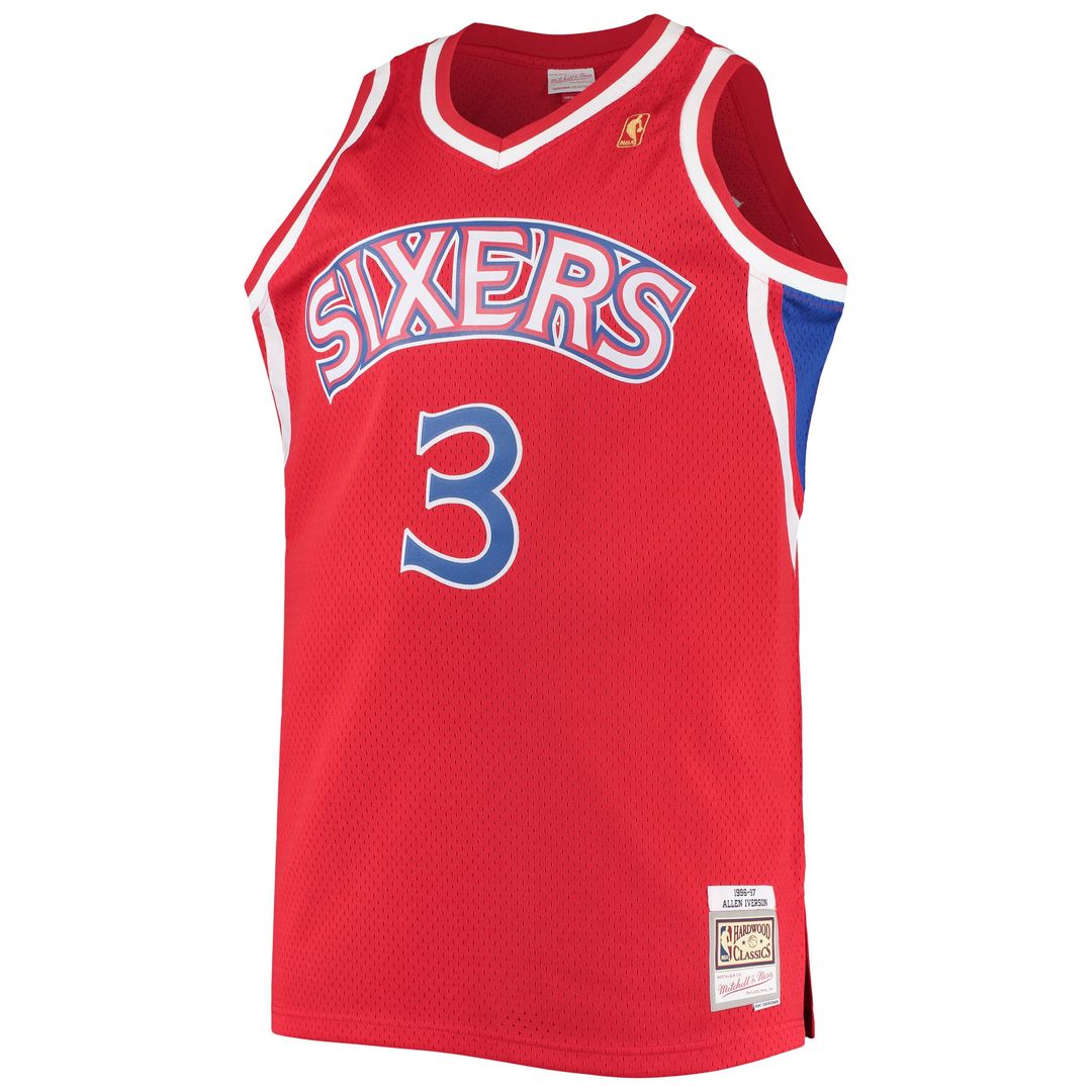 Allen Iverson Philadelphia 76ers Mitchell & Ness 1996/97 Big & Tall Hardwood Classics Swingman Jersey - Red Official NBA Team Apparel Basketball Fan G