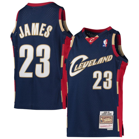LeBron James Cleveland Cavaliers Mitchell & Ness Youth 2008-09 Hardwood Classics Swingman Jersey - Navy Official NBA Team Apparel Basketball Fan Gear