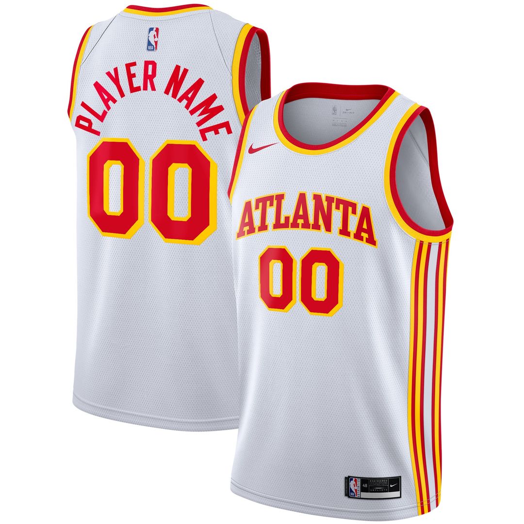 Atlanta Hawks Nike 2020/21 Swingman Custom Jersey - Association Edition - White Official NBA Team Apparel Basketball Fan Gear