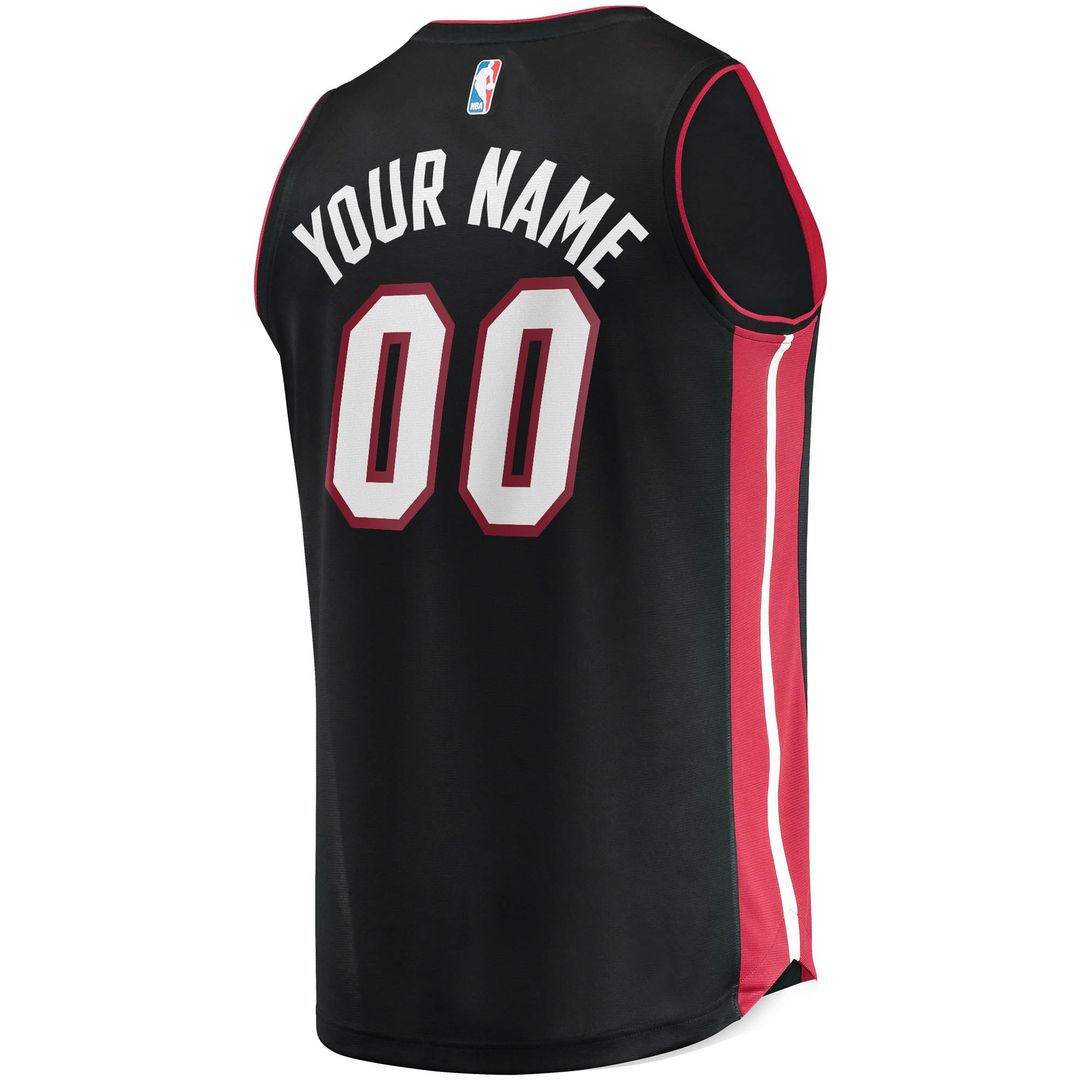 Miami Heat Fanatics Youth Fast Break Custom Replica Jersey Black - Icon Edition Official NBA Team Apparel Basketball Fan Gear