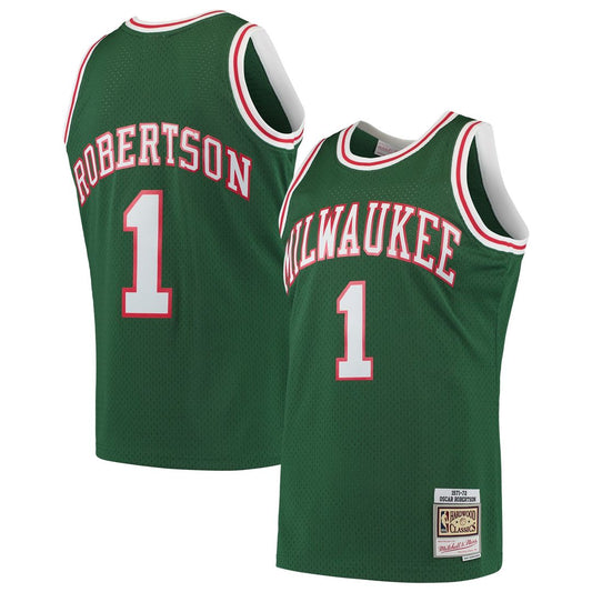 Oscar Robertson Milwaukee Bucks Mitchell & Ness 1971/72 Hardwood Classics Swingman Jersey - Green Official NBA Team Apparel Basketball Fan Gear