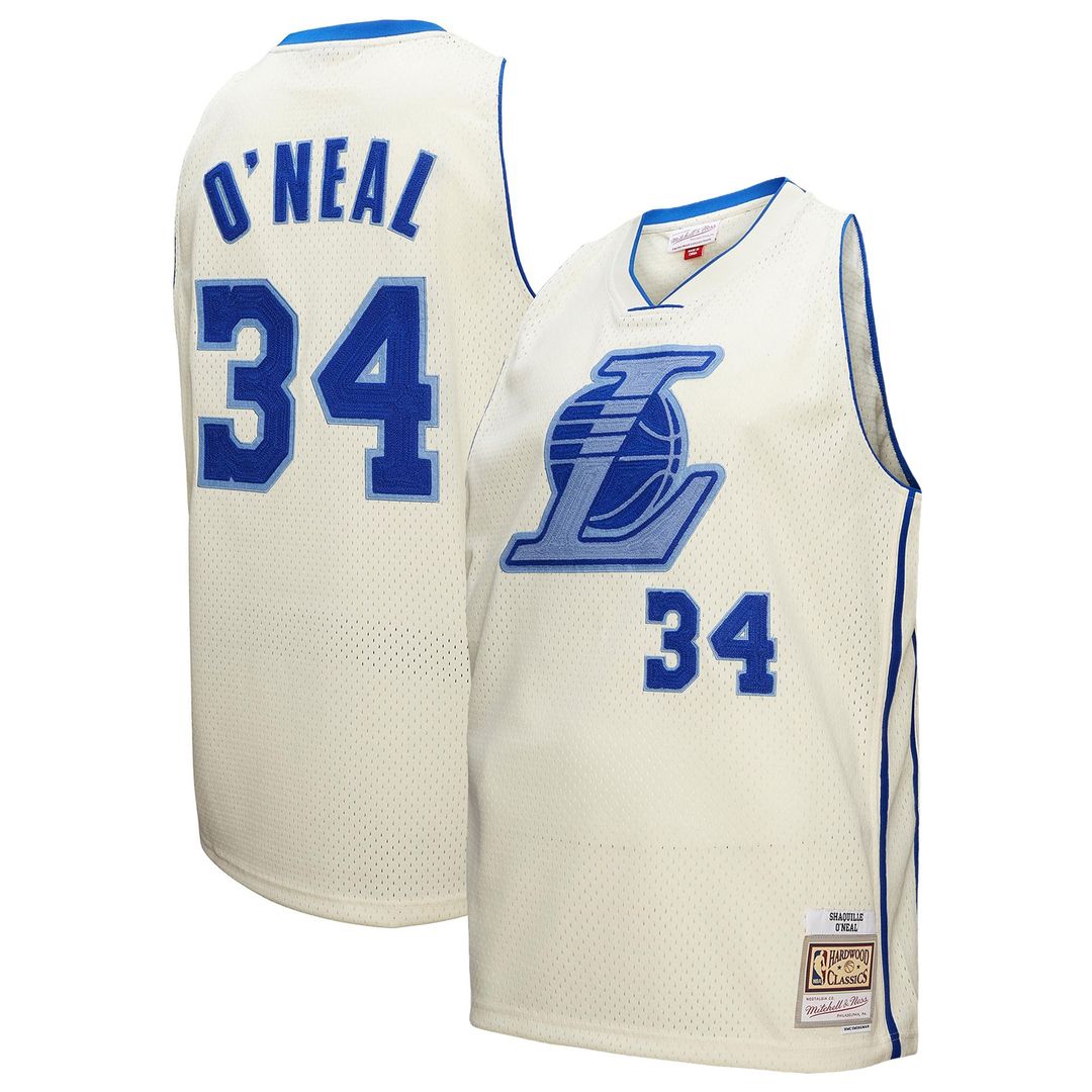Shaquille O'Neal Los Angeles Lakers Mitchell & Ness Chainstitch Swingman Jersey - Cream Official NBA Team Apparel Basketball Fan Gear