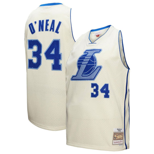 Shaquille O'Neal Los Angeles Lakers Mitchell & Ness Chainstitch Swingman Jersey - Cream Official NBA Team Apparel Basketball Fan Gear