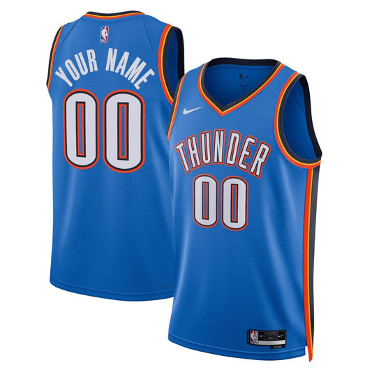 Oklahoma City Thunder Nike Unisex Swingman Custom Jersey Blue - Icon Edition Official NBA Team Apparel Basketball Fan Gear