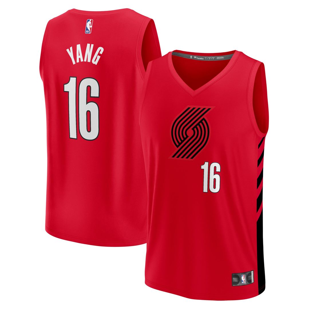 Yang Hansen Portland Trail Blazers Fanatics Fast Break Replica Jersey - Red - Statement Edition Official NBA Team Apparel Basketball Fan Gear