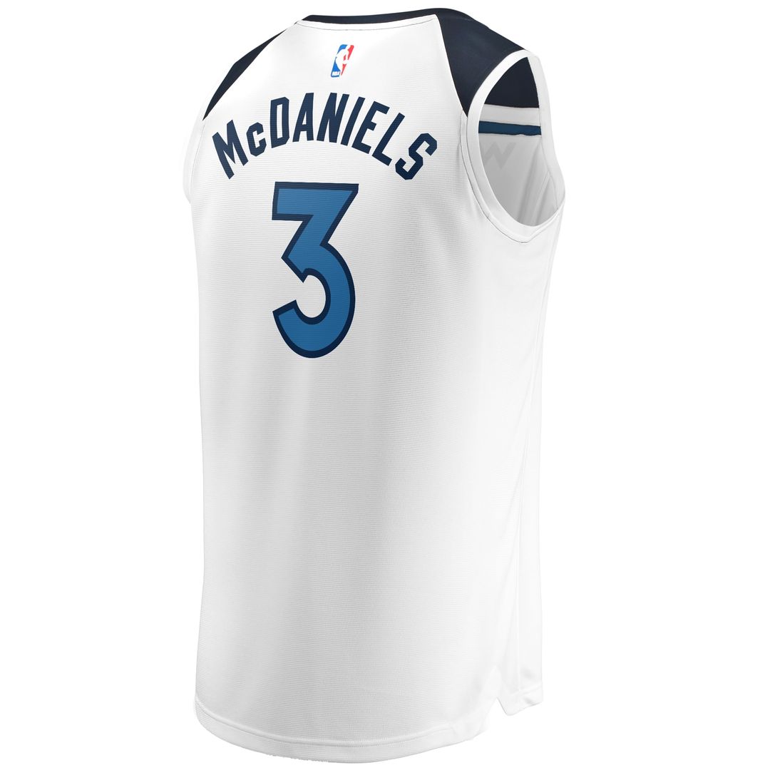 Jaden McDaniels Minnesota Timberwolves Fanatics Fast Break Replica Player Jersey - Association Edition - White Official NBA Team Apparel Basketball Fa