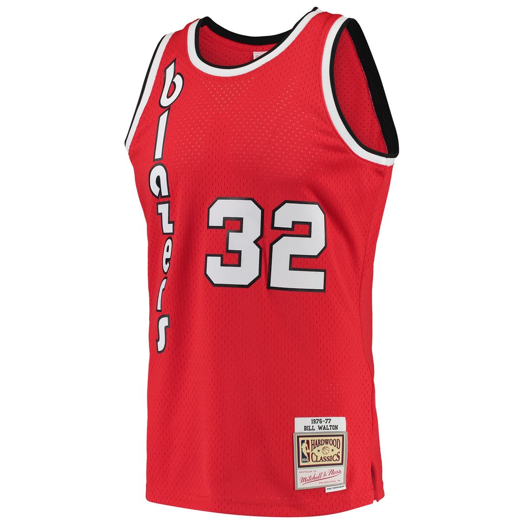 Bill Walton Portland Trail Blazers Mitchell & Ness 1976/77 Hardwood Classics Swingman Jersey - Red Official NBA Team Apparel Basketball Fan Gear