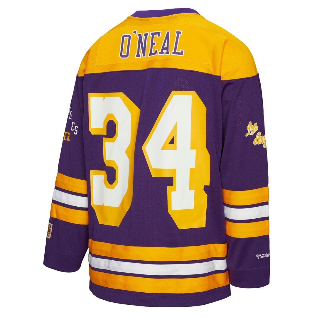 Shaquille O'Neal Los Angeles Lakers Mitchell & Ness Unisex Maxxed Out Fashion Hockey Jersey - Purple Official NBA Team Apparel Basketball Fan Gear