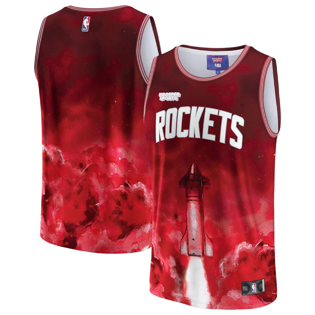 Houston Rockets NBA & KidSuper Studios by Fanatics Unisex Hometown Jersey - Red Official NBA Team Apparel Basketball Fan Gear