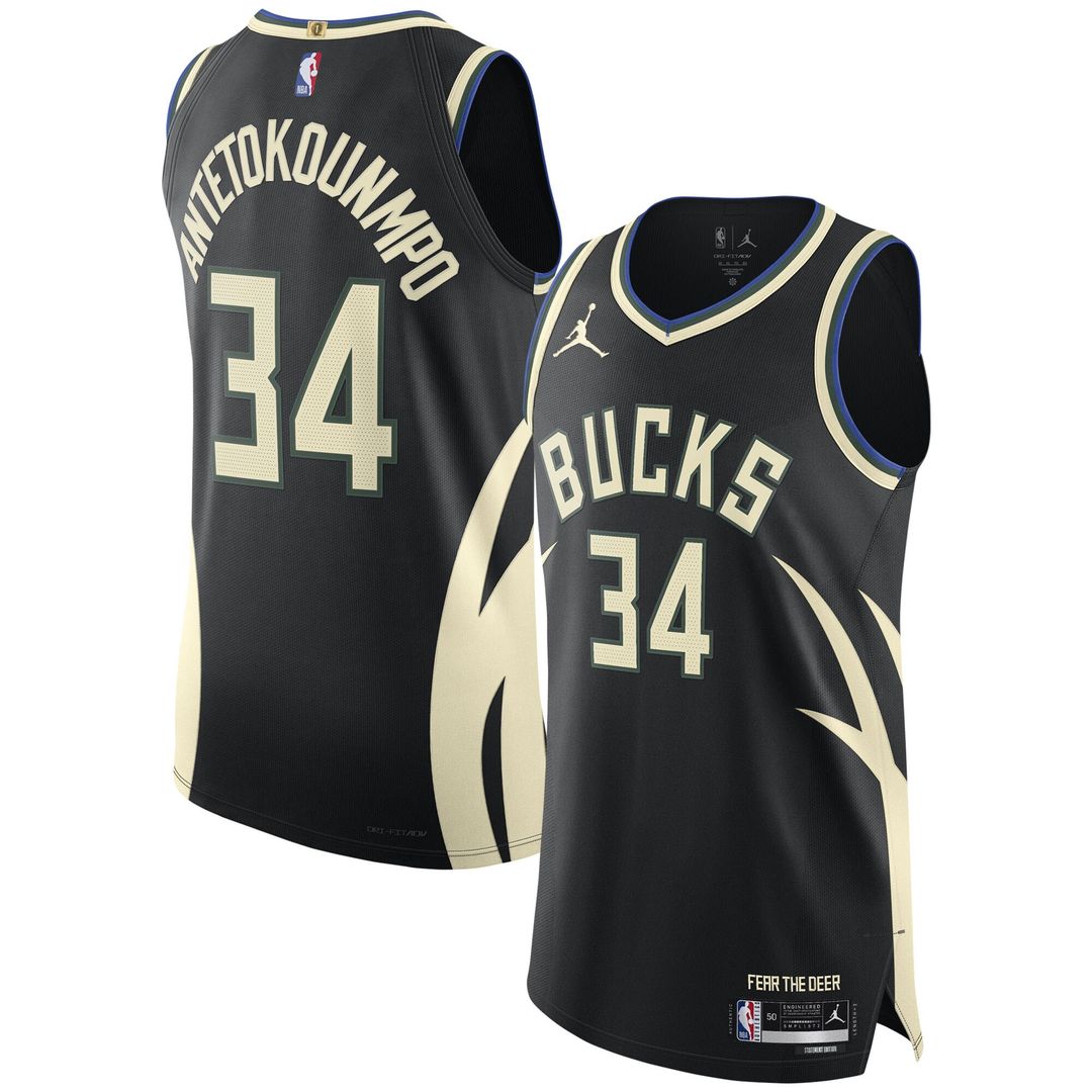 Giannis Antetokounmpo Milwaukee Bucks Jordan Brand Authentic Player Jersey - Statement Edition - Black Official NBA Team Apparel Basketball Fan Gear
