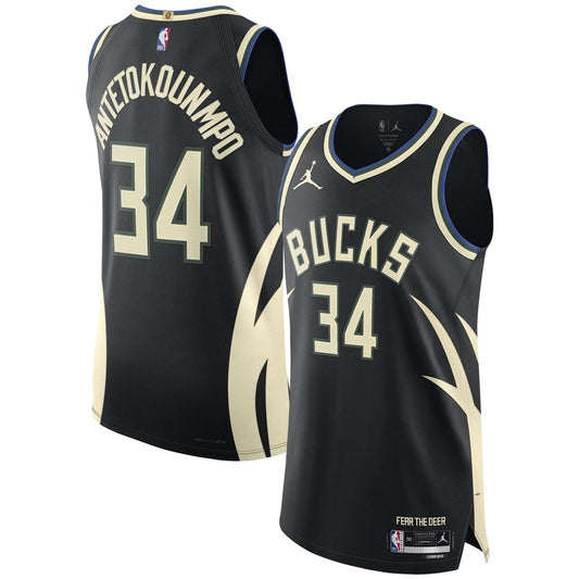Giannis Antetokounmpo Milwaukee Bucks Jordan Brand Authentic Player Jersey - Statement Edition - Black Official NBA Team Apparel Basketball Fan Gear