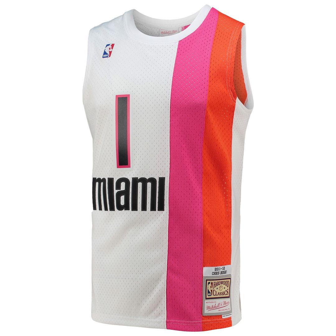 Chris Bosh Miami Heat Mitchell & Ness 2011/12 Hardwood Classics Swingman Jersey - White Official NBA Team Apparel Basketball Fan Gear