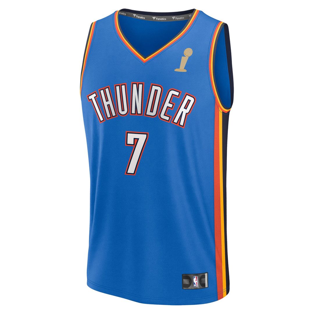 Chet Holmgren Oklahoma City Thunder Fanatics Youth 2025 NBA Finals Champions Fast Break Replica Player Jersey - Blue - Icon Edition Official NBA Team
