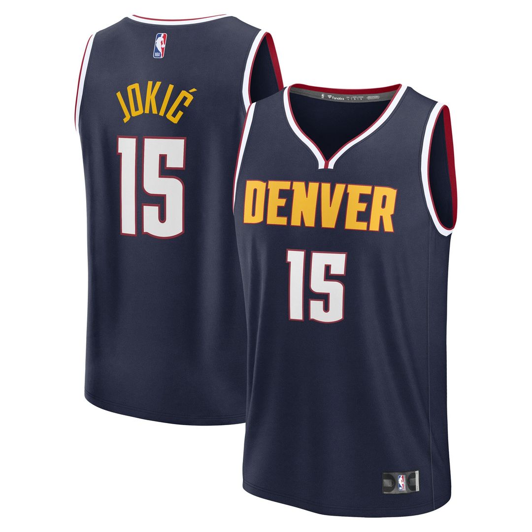Nikola Jokic Denver Nuggets Fanatics Youth Fast Break Replica Player Jersey - Icon Edition - Navy Official NBA Team Apparel Basketball Fan Gear