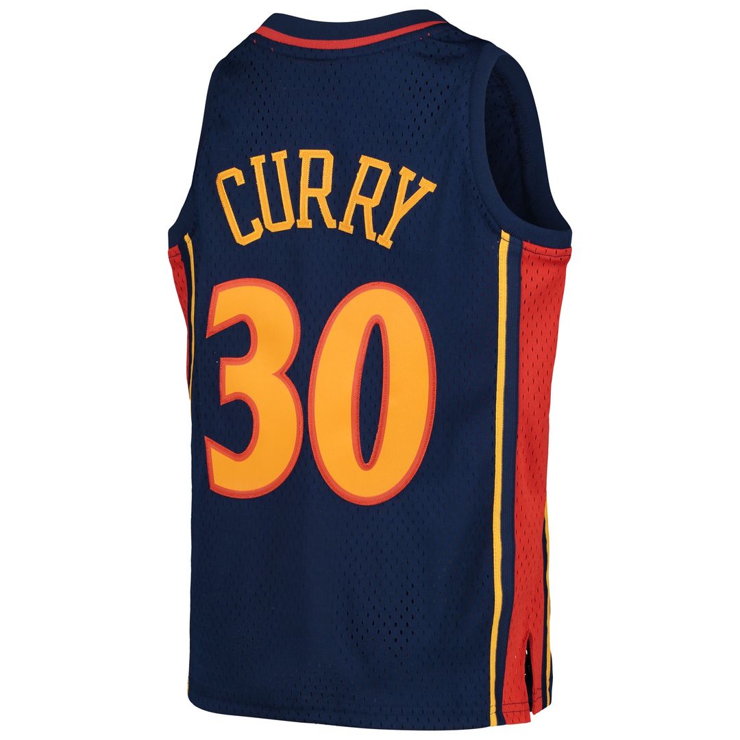 Stephen Curry Golden State Warriors Mitchell & Ness Youth 2009-10 Hardwood Classics Swingman Throwback Jersey - Navy Official NBA Team Apparel Basketb