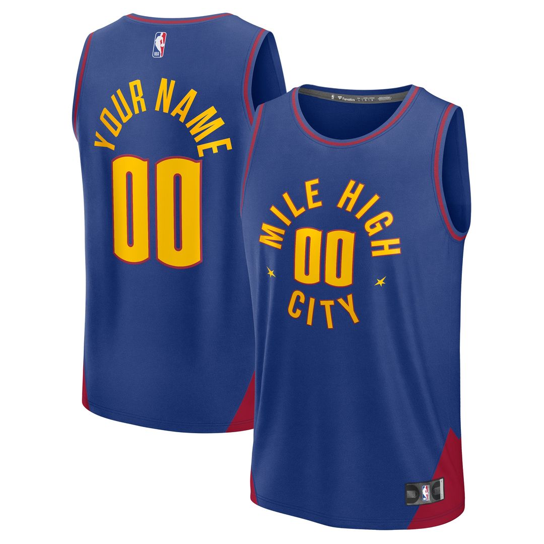 Denver Nuggets Fanatics Fast Break Custom Jersey - Statement Edition - Blue Official NBA Team Apparel Basketball Fan Gear