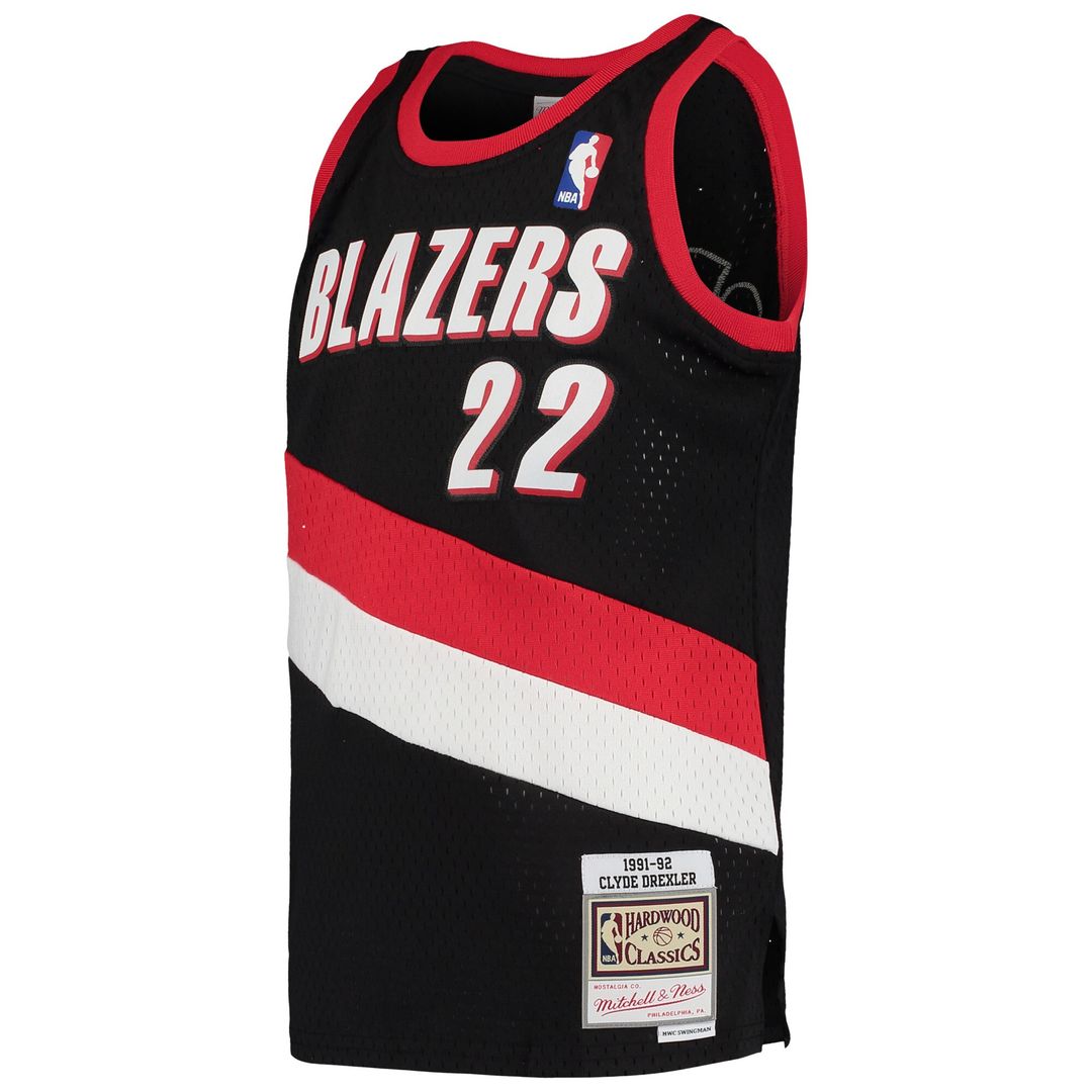 Clyde Drexler Portland Trail Blazers Mitchell & Ness Youth 1991/92 Hardwood Classics Swingman Jersey - Black Official NBA Team Apparel Basketball Fan