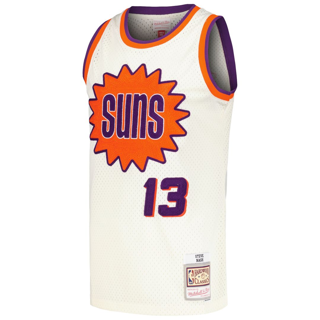 Steve Nash Phoenix Suns Mitchell & Ness Chainstitch Swingman Jersey - Cream Official NBA Team Apparel Basketball Fan Gear