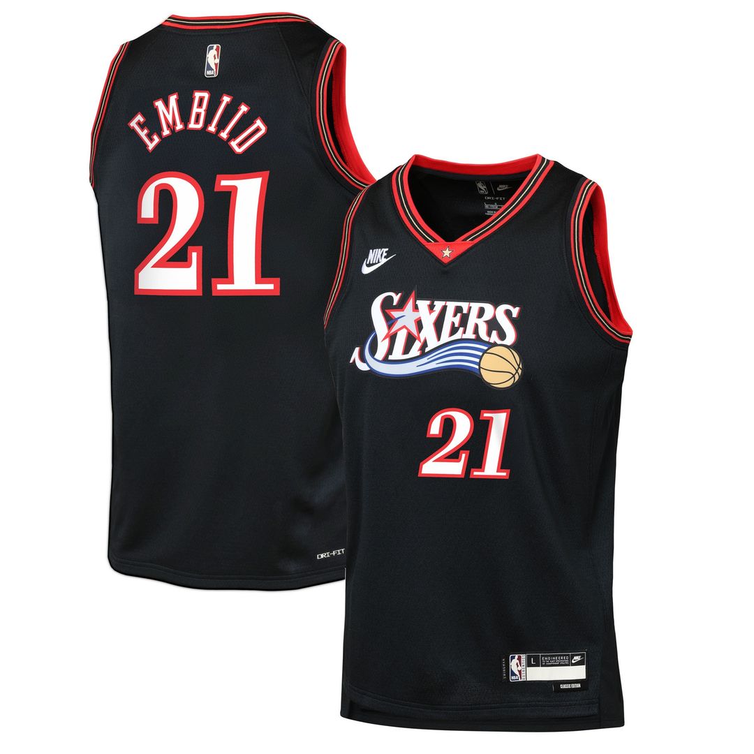 Joel Embiid Philadelphia 76ers Nike Youth Swingman Jersey - Classic Edition - Black Official NBA Team Apparel Basketball Fan Gear