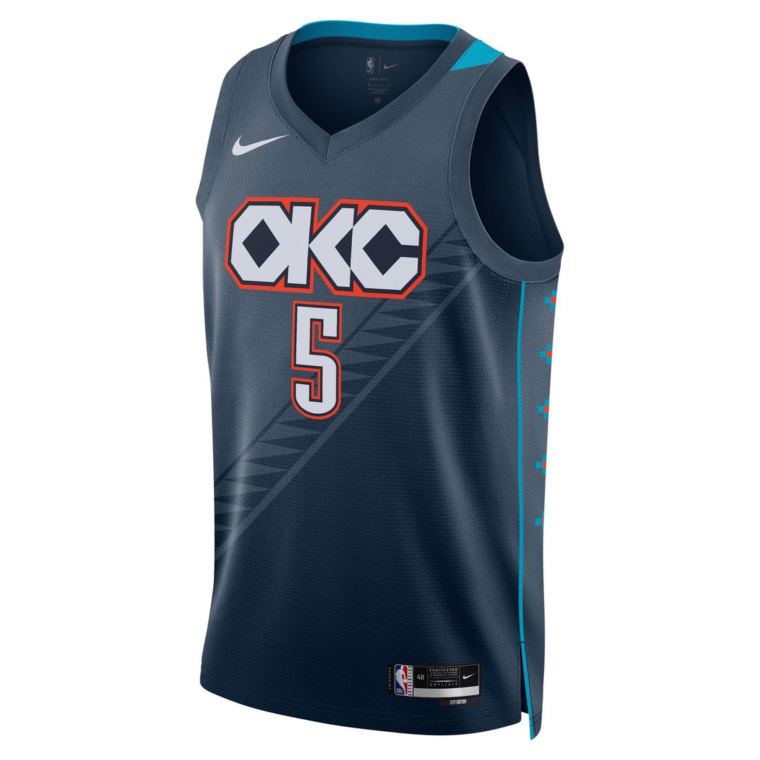 Luguentz Dort Oklahoma City Thunder Nike Unisex 2025/26 Swingman Jersey - Navy - City Edition Official NBA Team Apparel Basketball Fan Gear