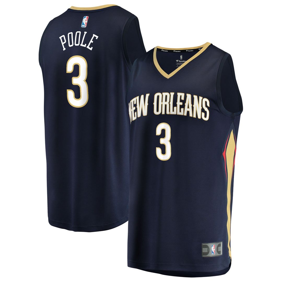 Jordan Poole New Orleans Pelicans Fanatics Fast Break Replica Jersey - Navy - Icon Edition Official NBA Team Apparel Basketball Fan Gear