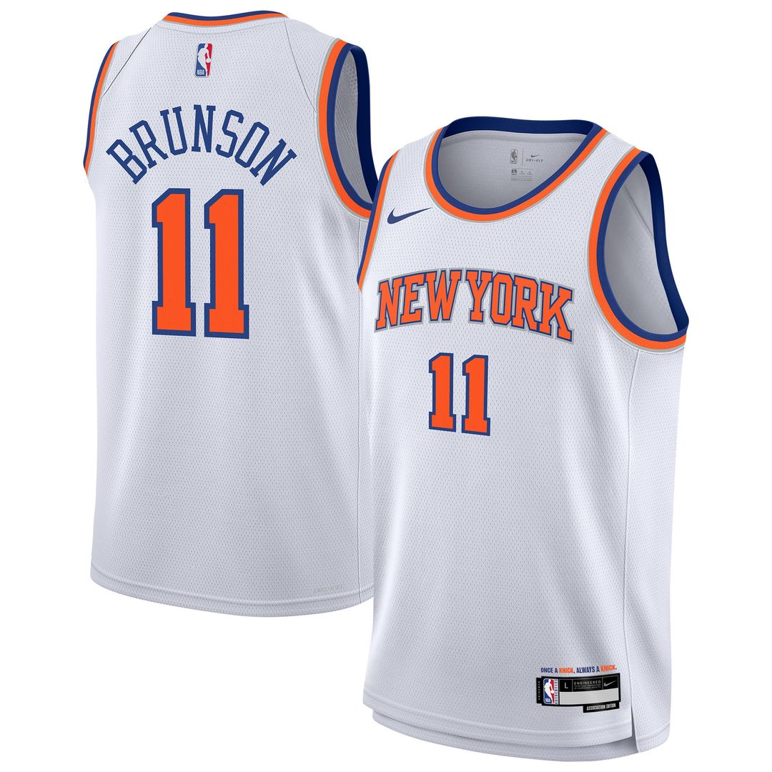 Jalen Brunson New York Knicks Nike Youth Association Swingman Jersey - White Official NBA Team Apparel Basketball Fan Gear