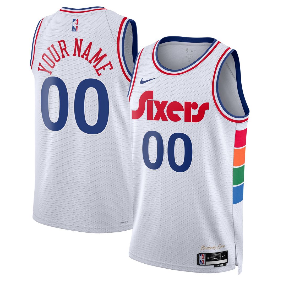 Philadelphia 76ers Nike Unisex 2024/25 Custom Swingman Jersey - City Edition - White Official NBA Team Apparel Basketball Fan Gear