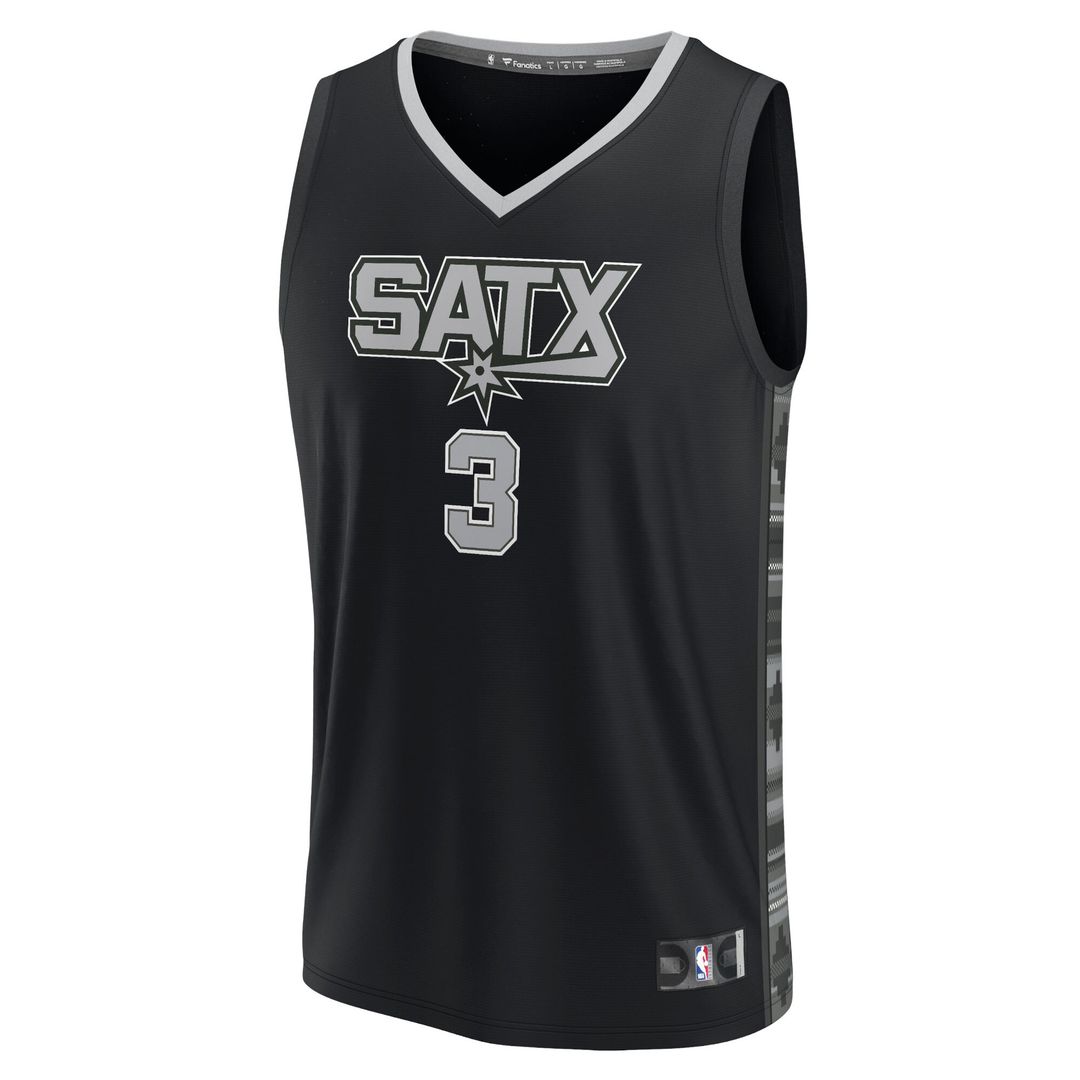 Keldon Johnson San Antonio Spurs Fanatics Fast Break Replica Player Jersey - Statement Edition - Black Official NBA Team Apparel Basketball Fan Gear