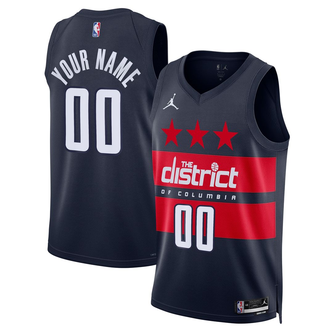 Washington Wizards Jordan Brand Unisex 2024/25 Custom Swingman Jersey - Statement Edition - Navy Official NBA Team Apparel Basketball Fan Gear