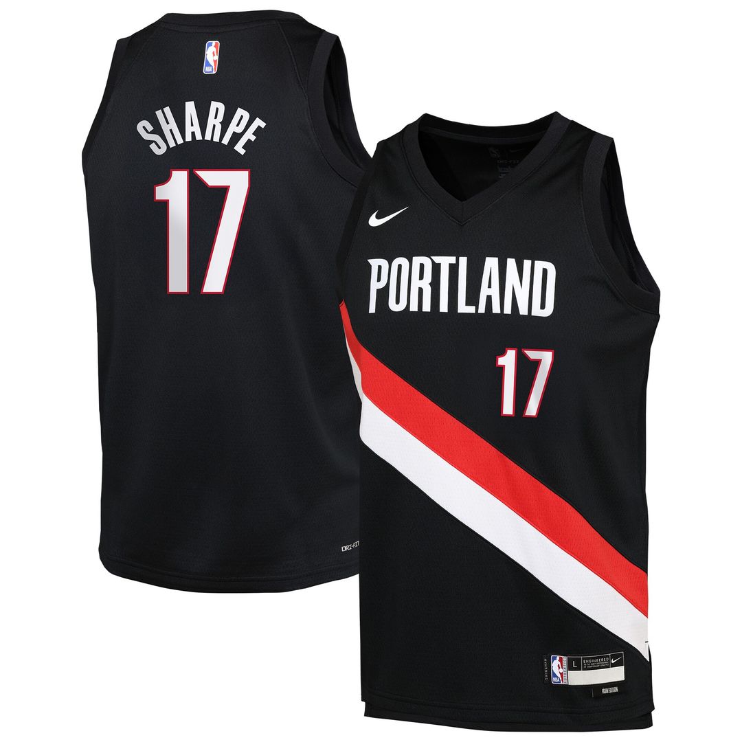 Shaedon Sharpe Portland Trail Blazers Nike Youth Icon Edition Swingman Jersey - Black Official NBA Team Apparel Basketball Fan Gear