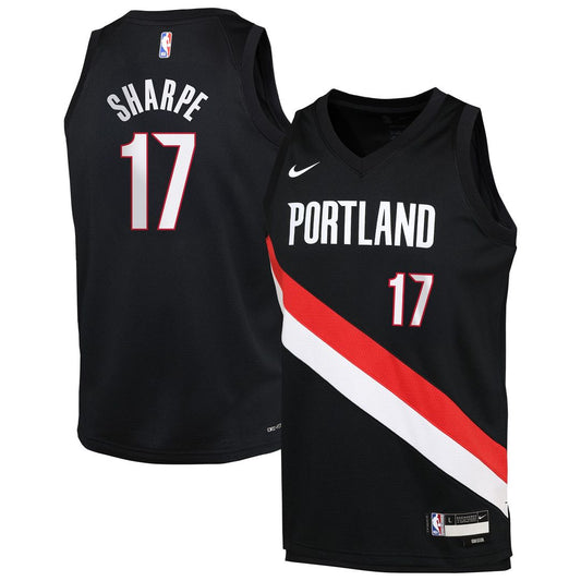 Shaedon Sharpe Portland Trail Blazers Nike Youth Icon Edition Swingman Jersey - Black Official NBA Team Apparel Basketball Fan Gear