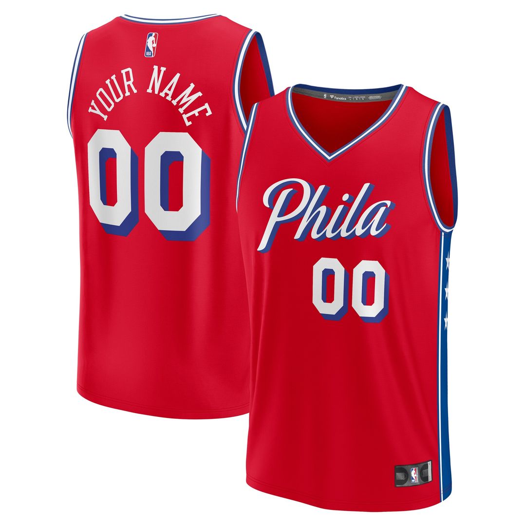 Philadelphia 76ers Fanatics Youth Fast Break Replica Custom Jersey - Statement Edition - Red Official NBA Team Apparel Basketball Fan Gear