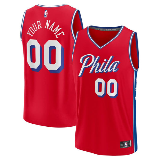 Philadelphia 76ers Fanatics Youth Fast Break Replica Custom Jersey - Statement Edition - Red Official NBA Team Apparel Basketball Fan Gear