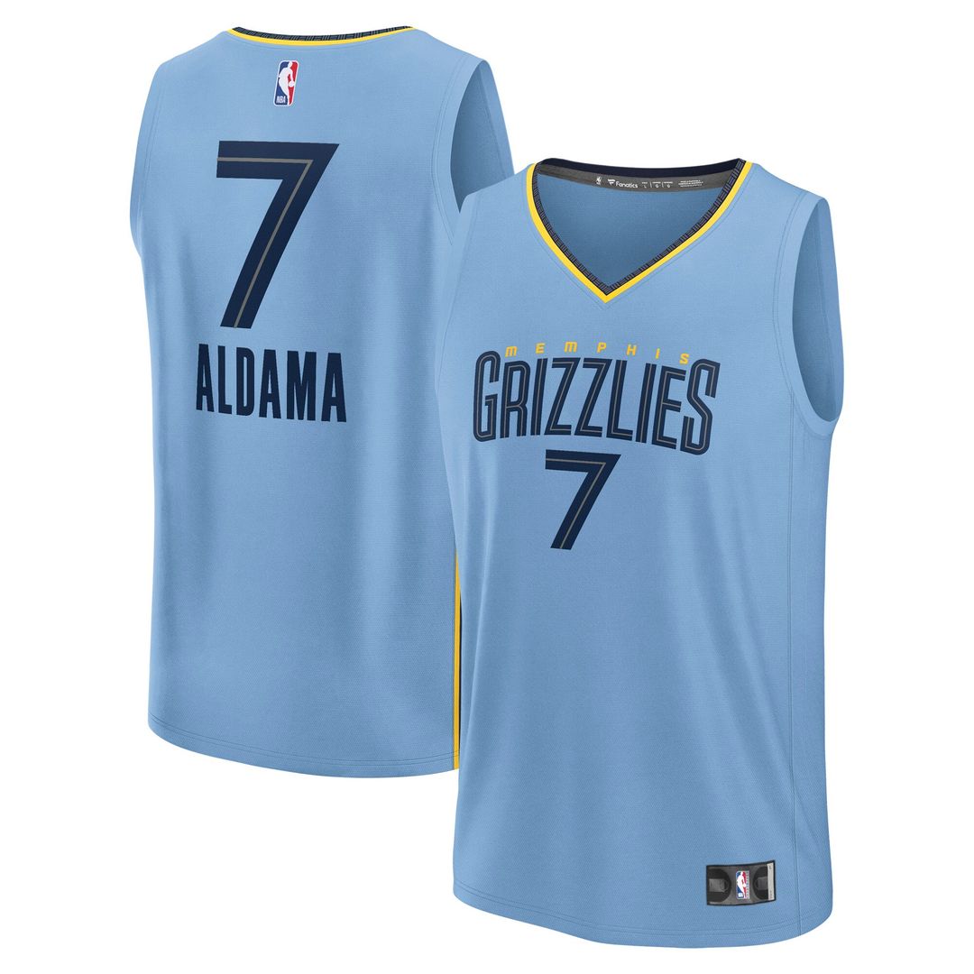 Santi Aldama Memphis Grizzlies Fanatics Fast Break Replica Player Jersey - Statement Edition - Light Blue Official NBA Team Apparel Basketball Fan Gea