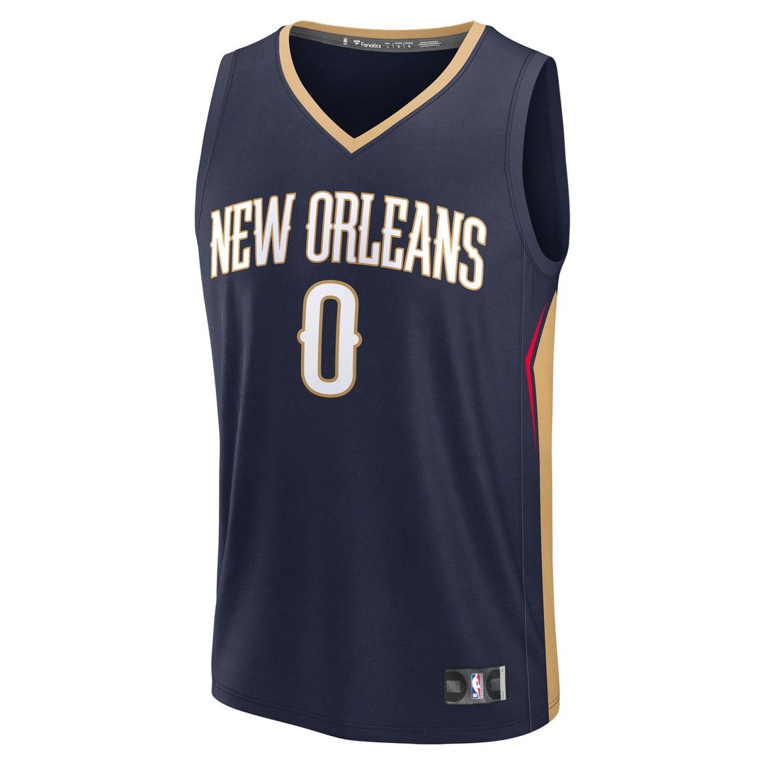 Jeremiah Fears New Orleans Pelicans Fanatics 2025 NBA Draft First Round Pick Fast Break Replica Jersey - Icon Edition - Navy Official NBA Team Apparel