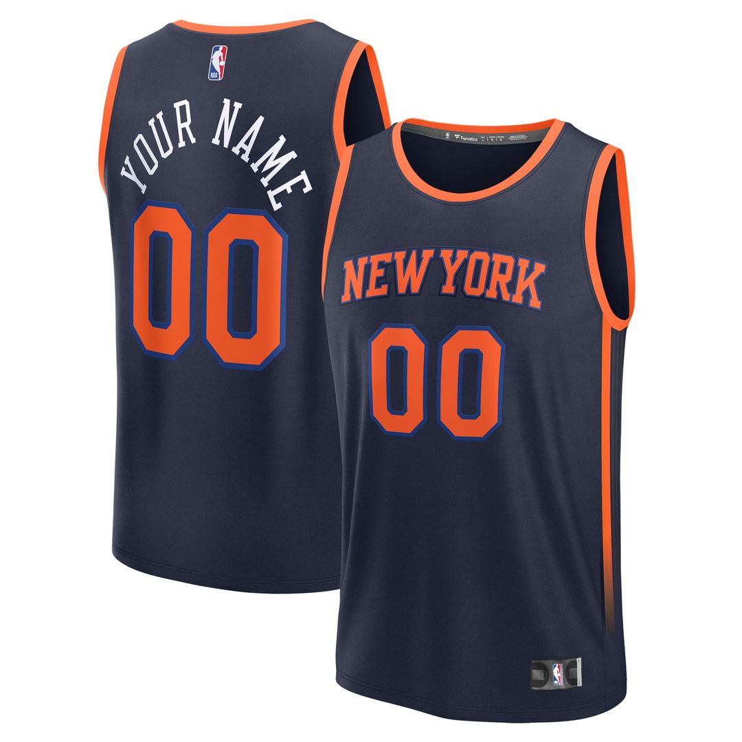 New York Knicks Fanatics Fast Break Custom Jersey - Statement Edition - Navy Official NBA Team Apparel Basketball Fan Gear