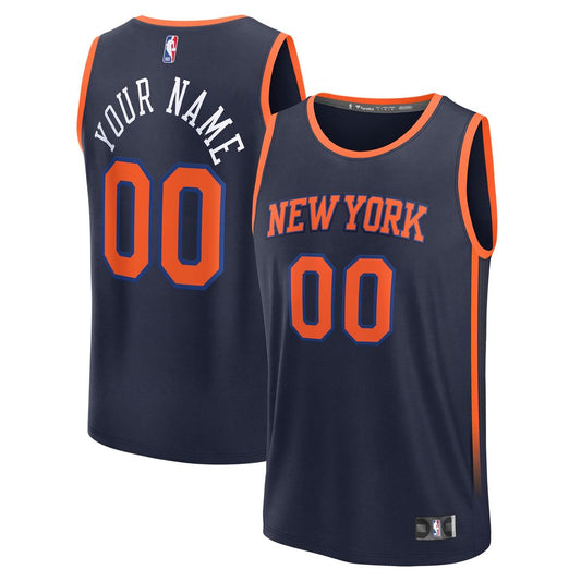 New York Knicks Fanatics Fast Break Custom Jersey - Statement Edition - Navy Official NBA Team Apparel Basketball Fan Gear