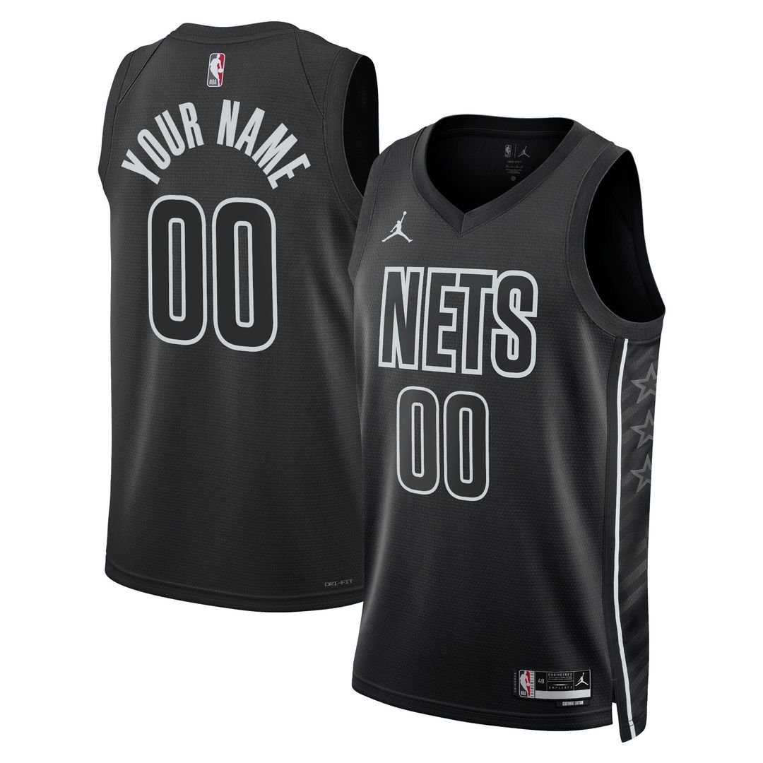 Brooklyn Nets Jordan Brand Unisex 2022/23 Swingman Custom Jersey - Statement Edition - Black Official NBA Team Apparel Basketball Fan Gear