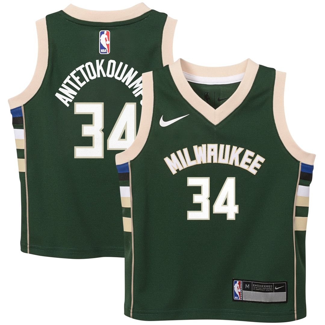Giannis Antetokounmpo Milwaukee Bucks Nike Preschool Swingman Player Jersey - Icon Edition - Hunter Green Official NBA Team Apparel Basketball Fan Gea