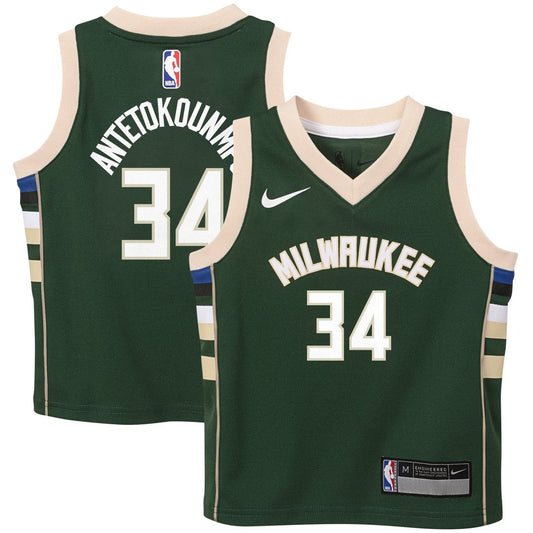 Giannis Antetokounmpo Milwaukee Bucks Nike Preschool Swingman Player Jersey - Icon Edition - Hunter Green Official NBA Team Apparel Basketball Fan Gea