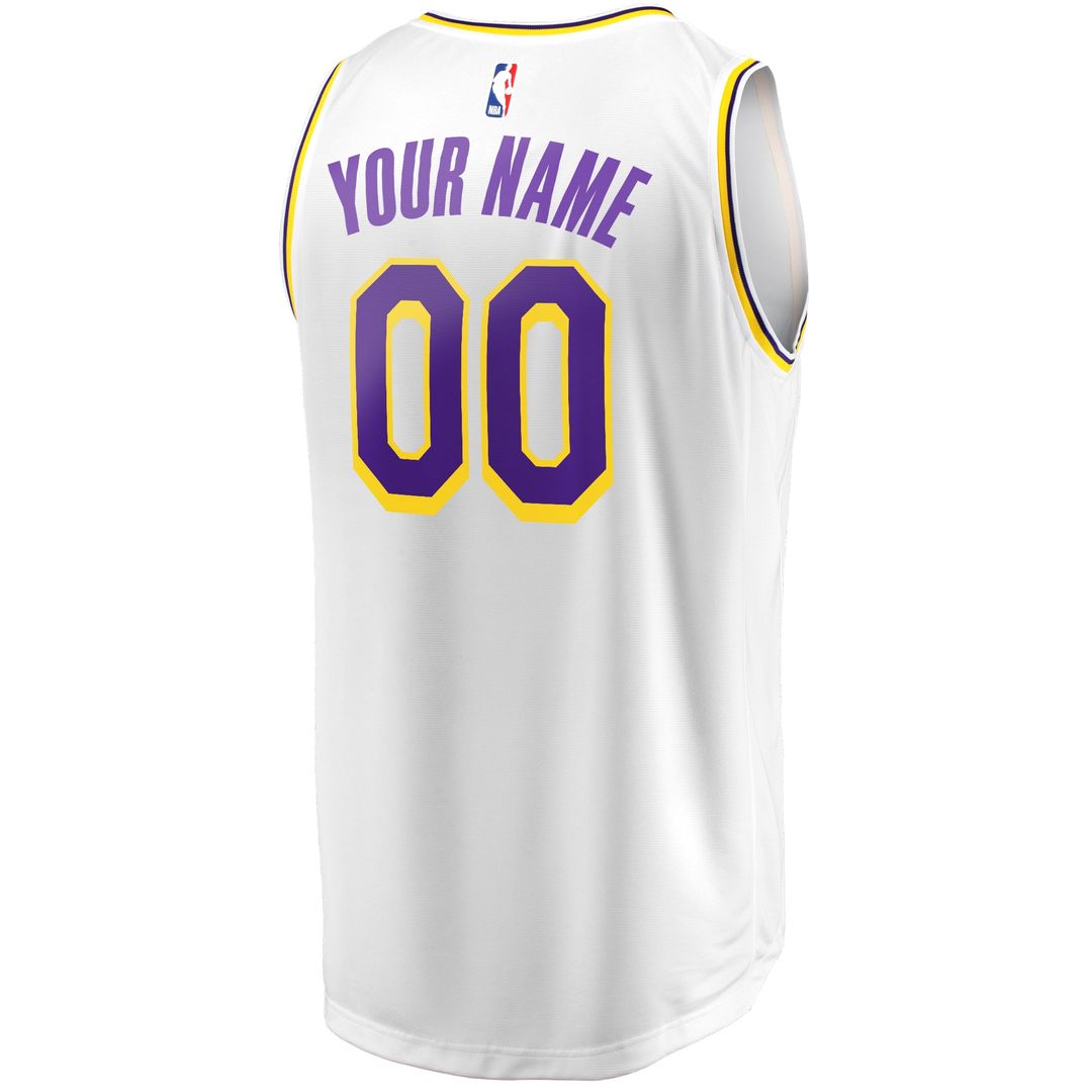 Los Angeles Lakers Fanatics Fast Break Custom Replica Jersey - Association Edition - White Official NBA Team Apparel Basketball Fan Gear
