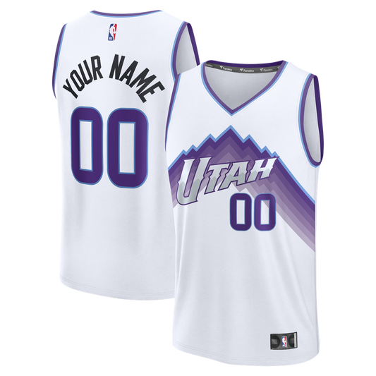 Utah Jazz Fanatics Fast Break Replica Custom Jersey - White - Association Edition Official NBA Team Apparel Basketball Fan Gear
