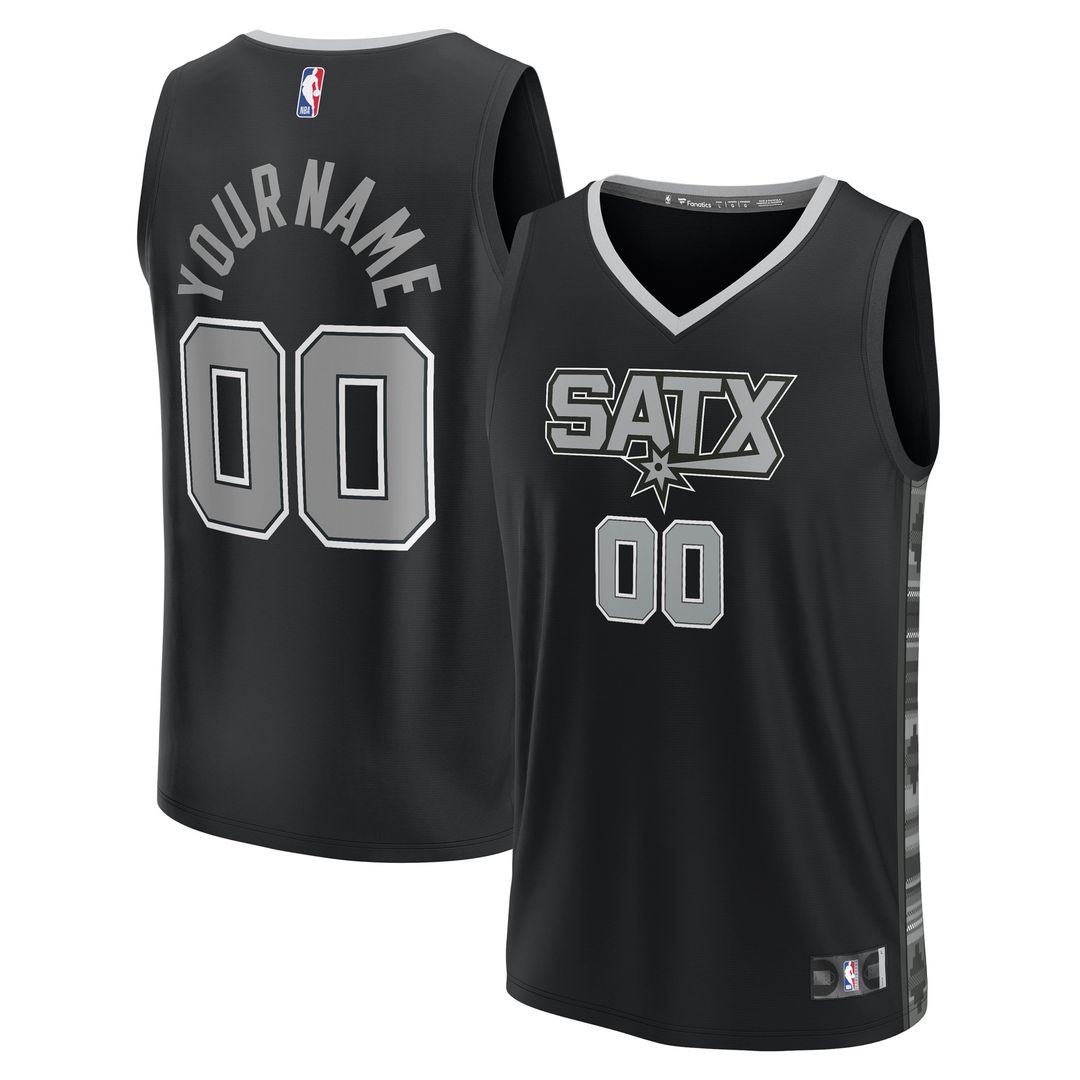 San Antonio Spurs Fanatics Fast Break Custom Replica Jersey - Black - Statement Edition Official NBA Team Apparel Basketball Fan Gear