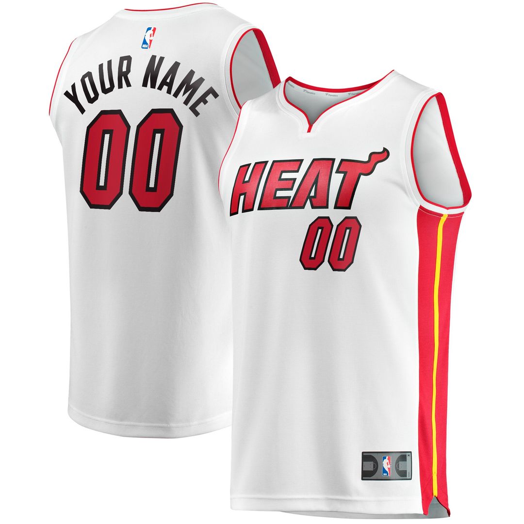 Miami Heat Fanatics Youth Fast Break Custom Replica Jersey - White - Association Edition Official NBA Team Apparel Basketball Fan Gear
