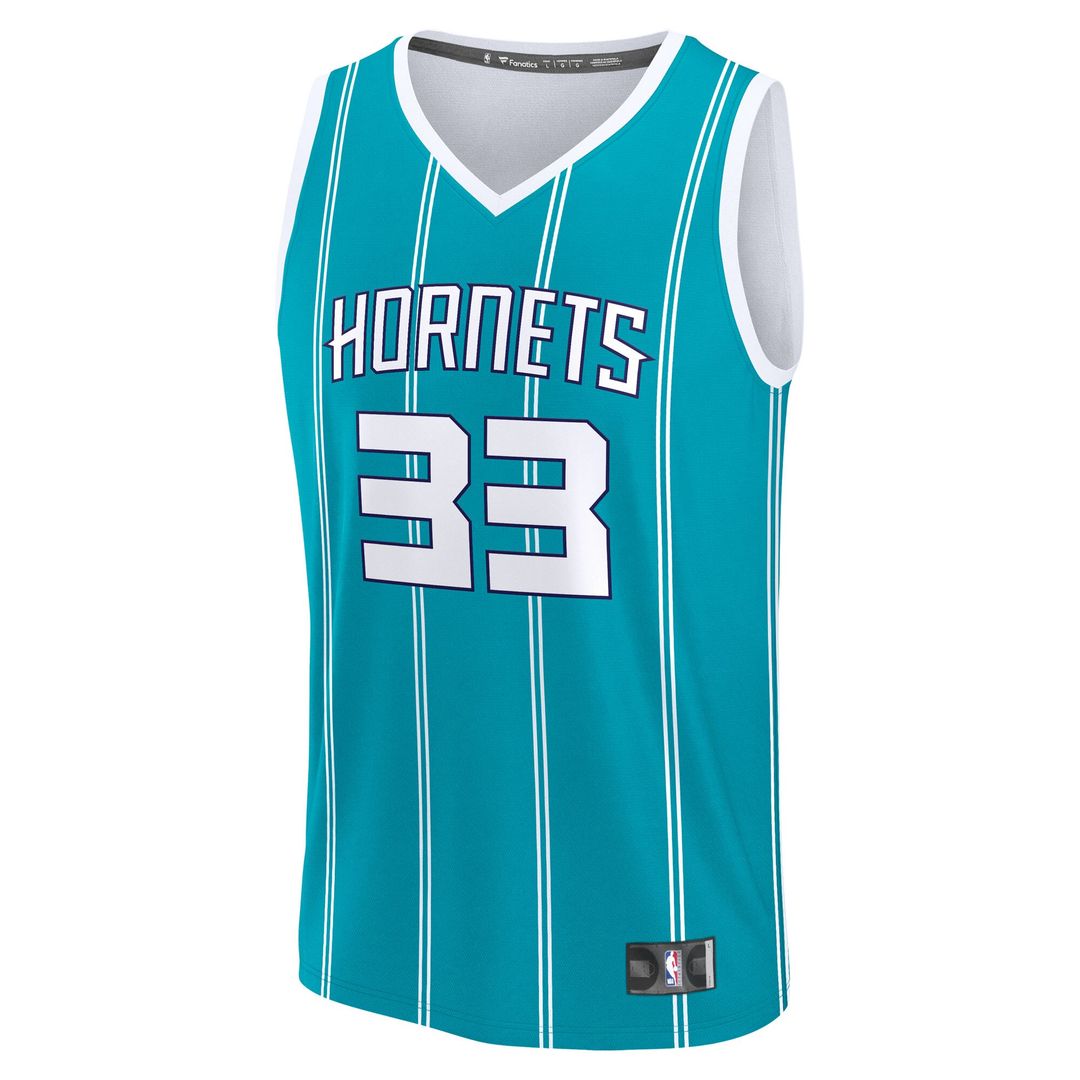 Liam McNeeley Charlotte Hornets Fanatics Fast Break Replica Jersey - Teal - Icon Edition Official NBA Team Apparel Basketball Fan Gear