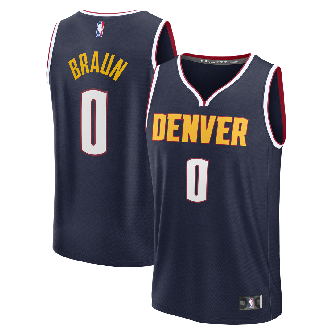 Christian Braun Denver Nuggets Fanatics Fast Break Replica Jersey - Icon Edition - Navy Official NBA Team Apparel Basketball Fan Gear