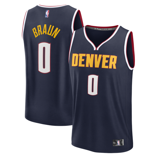 Christian Braun Denver Nuggets Fanatics Fast Break Replica Jersey - Icon Edition - Navy Official NBA Team Apparel Basketball Fan Gear